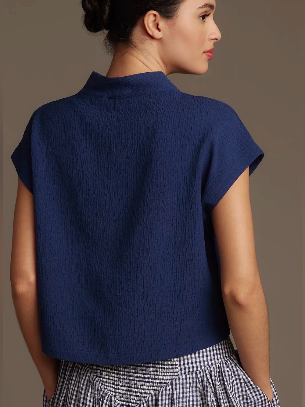 Anthropologie: Maeve Short-Sleeve Textured Popover Blouse XL - Picture 3 of 4